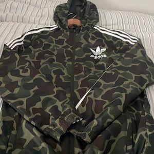 Camo Adidas hooded windbreaker